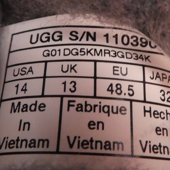 UGG Tasman Gray Suede Wool Open Back Slip On Slippers Mens 14 - Picture 13 of 14